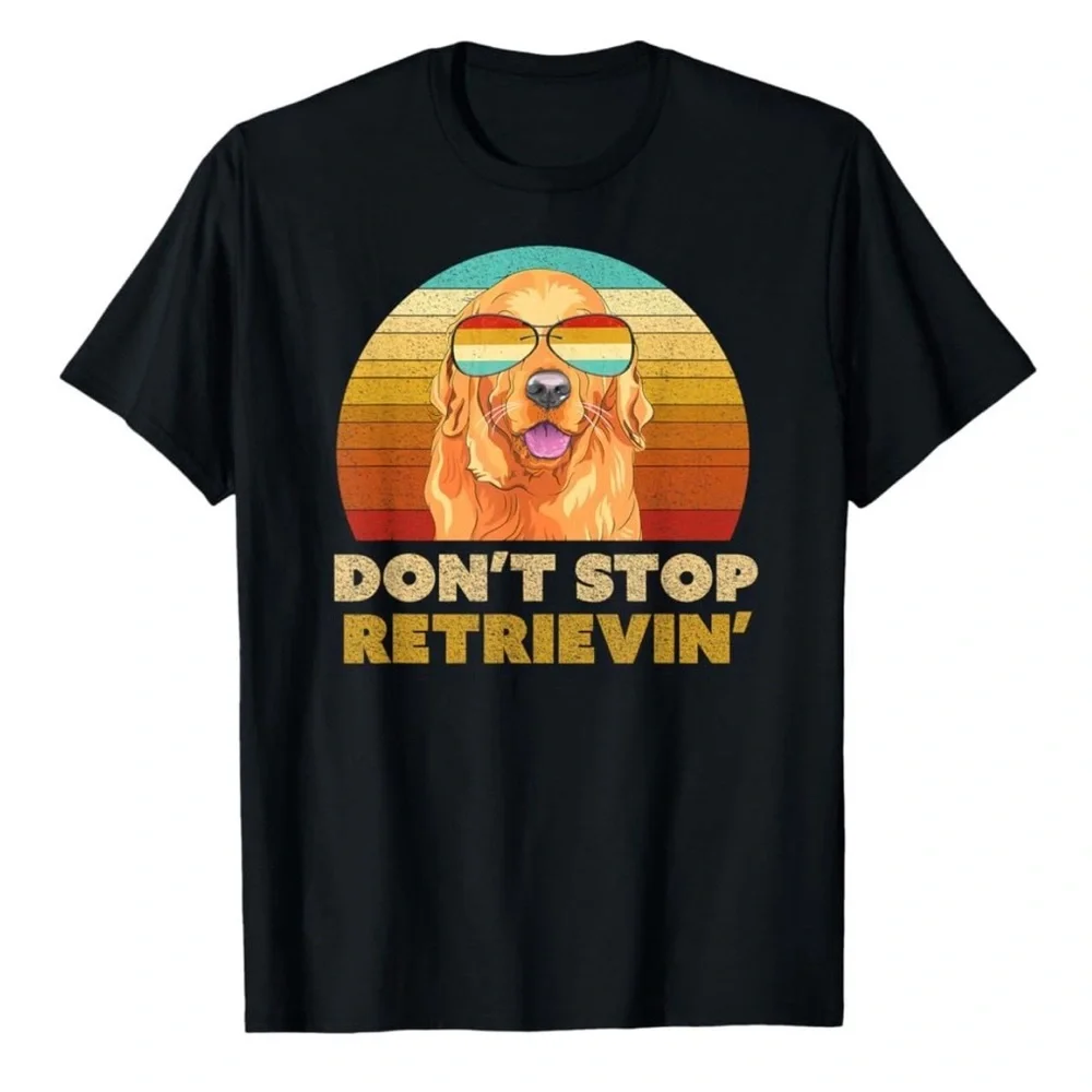 Retro New Wave T-Shirt Golden Retriever Don’t Stop Retrieving Size Large - Picture 6 of 6